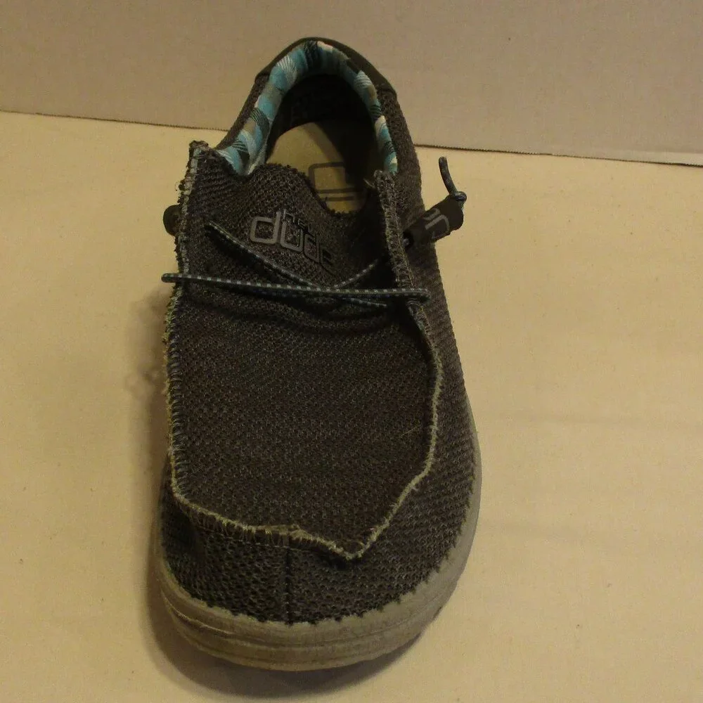 Hey Dude Shoes Wally Sox Men Size 9 Charcoal Travel Airport Vacation Fun Shoes